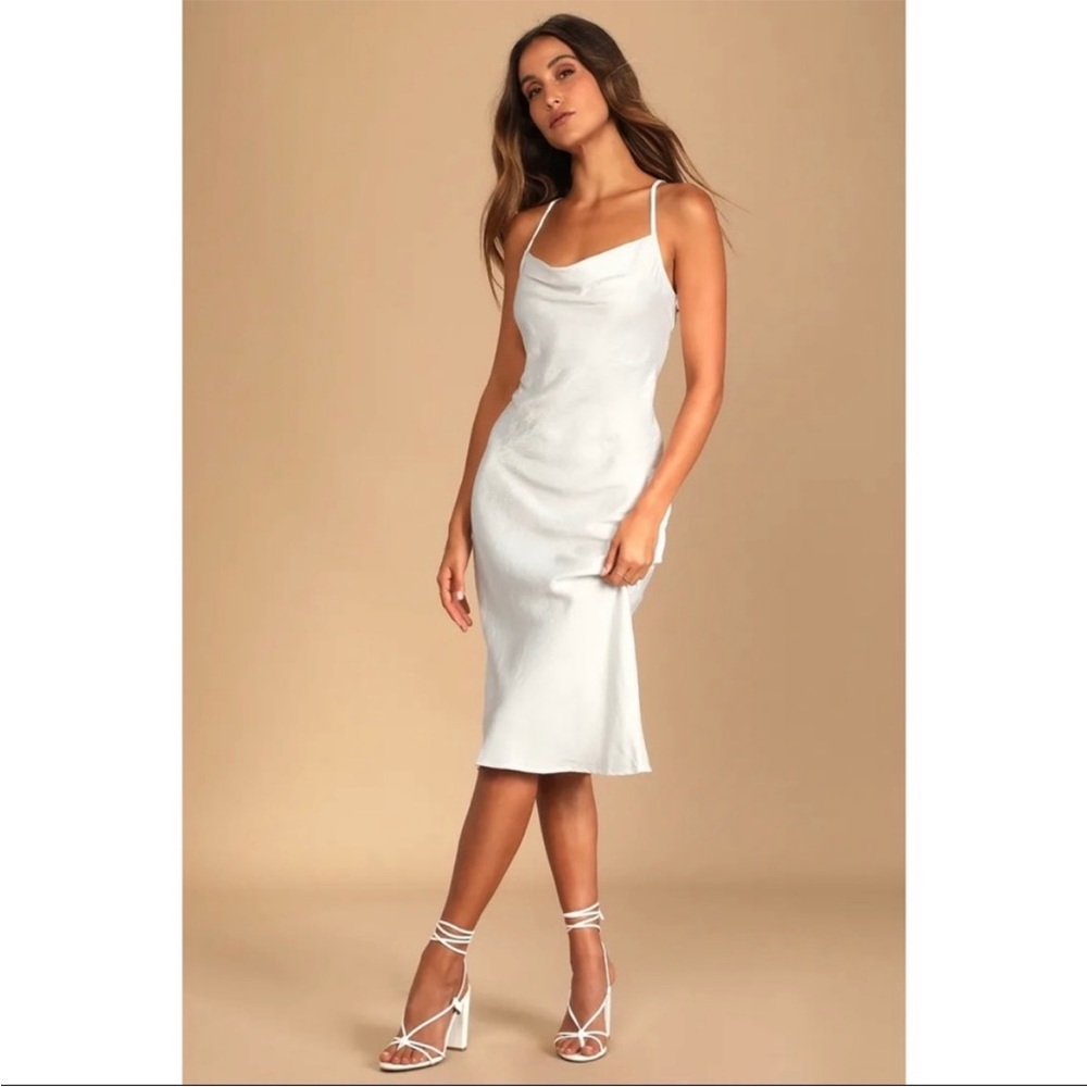 Lulu’s 4th and Reckless White Satin Cole Dress